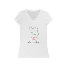 Load image into Gallery viewer, No War On Iran Women&#39;s Jersey Short Sleeve V-Neck Tee