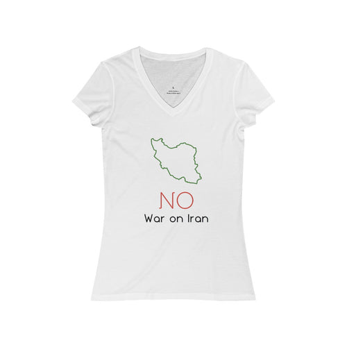 No War On Iran Women's Jersey Short Sleeve V-Neck Tee