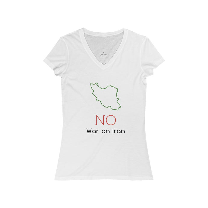 No War On Iran Women's Jersey Short Sleeve V-Neck Tee