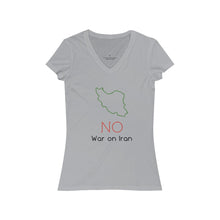 Load image into Gallery viewer, No War On Iran Women&#39;s Jersey Short Sleeve V-Neck Tee